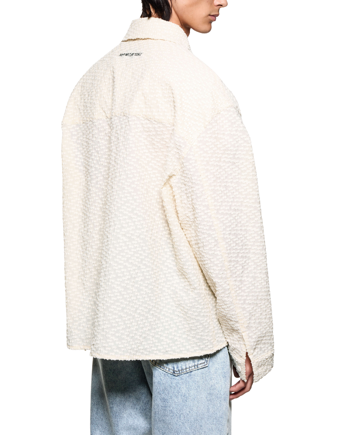 RIBBON JACQUARD BOX DRESS SHIRT ECRU