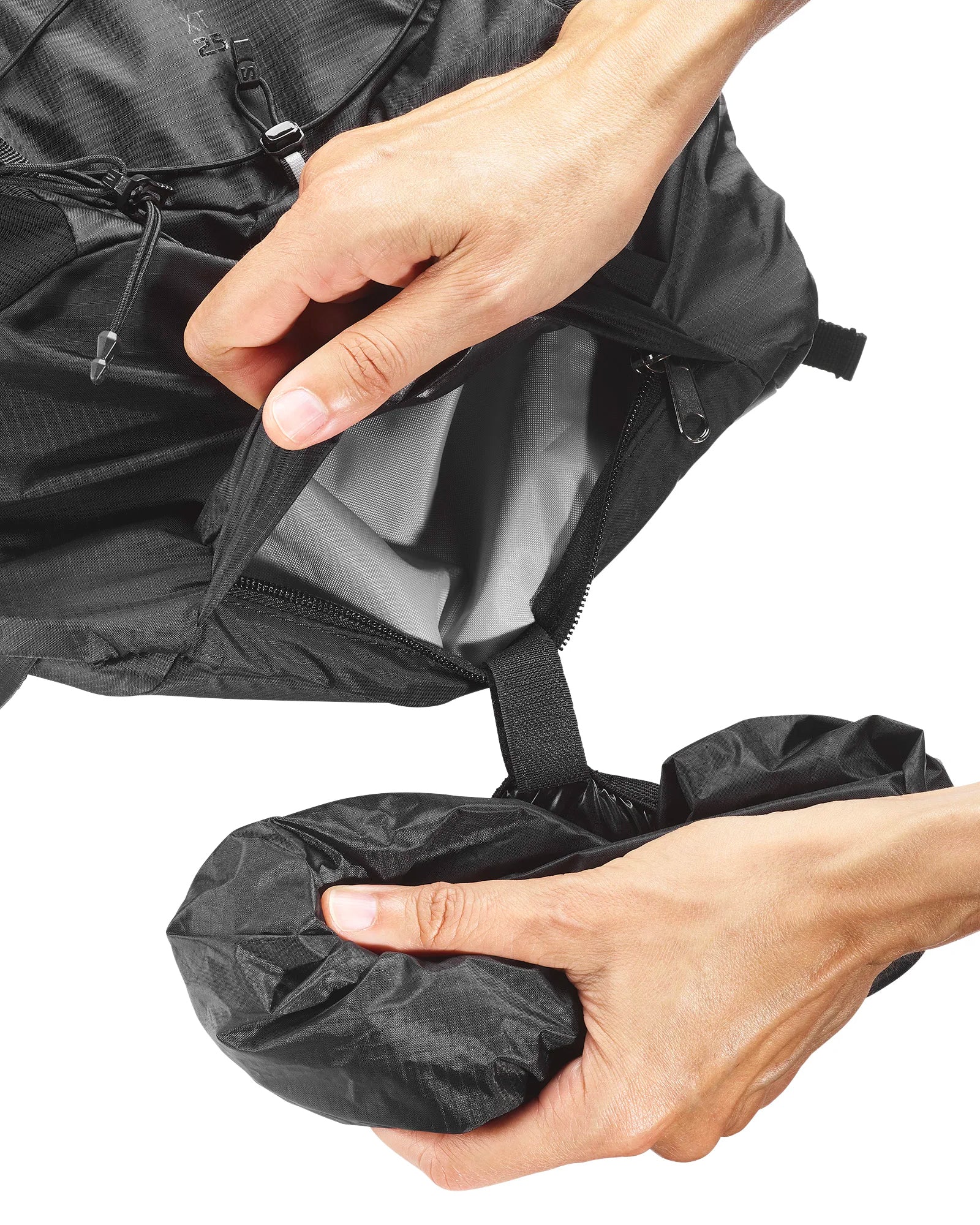 Sac à dos Salomon XT 25 noir housse de pluie amovible détail
