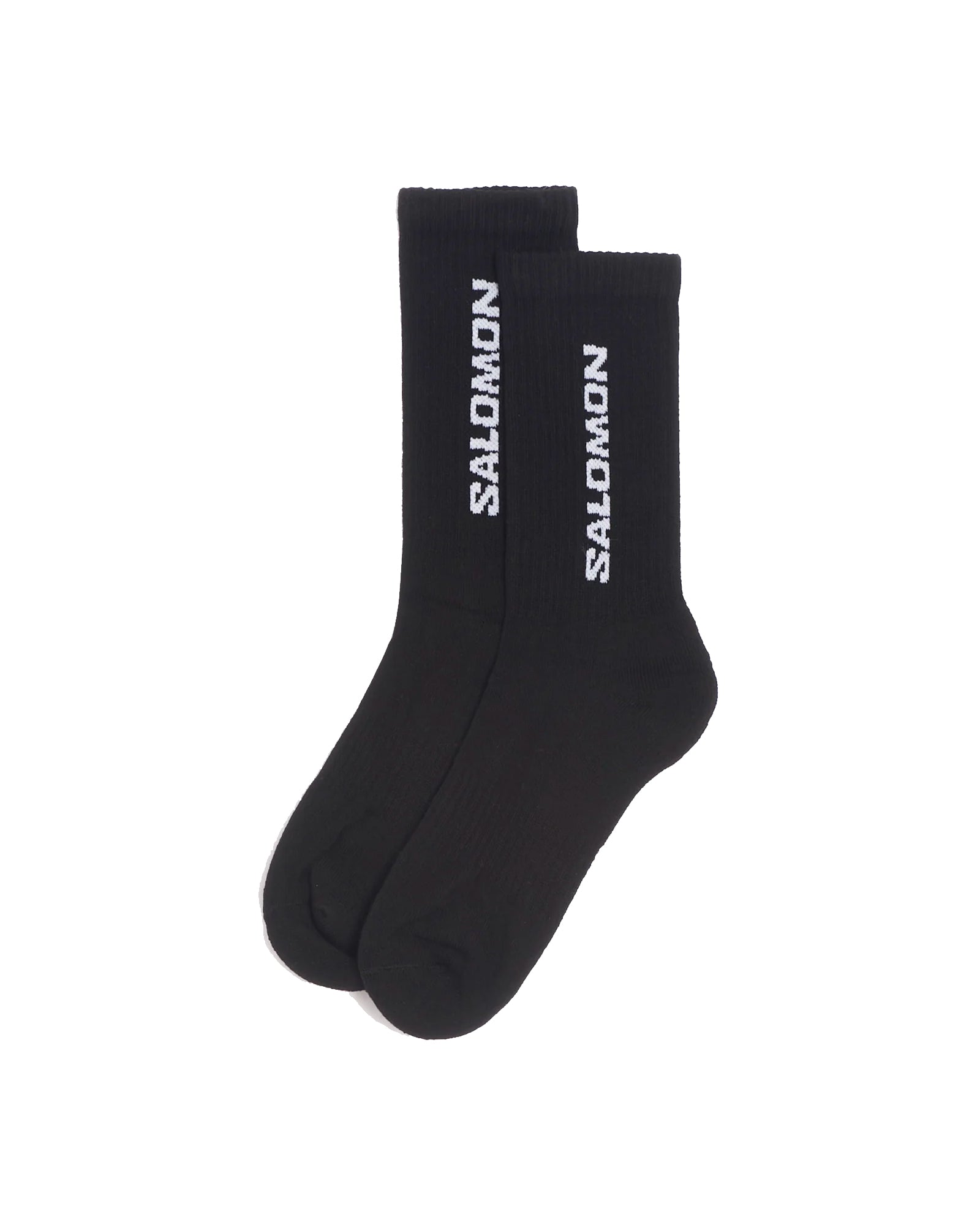 Chaussettes Salomon Everyday Crew 3-Pack noires posées à plat face