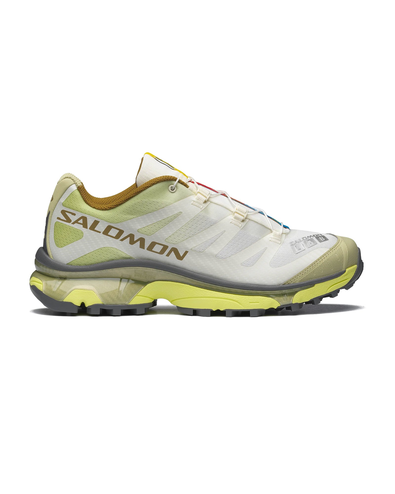 Sneakers Salomon XT4 OG Vanilla Ice Sunny Lime blanc et vert citron profil gauche