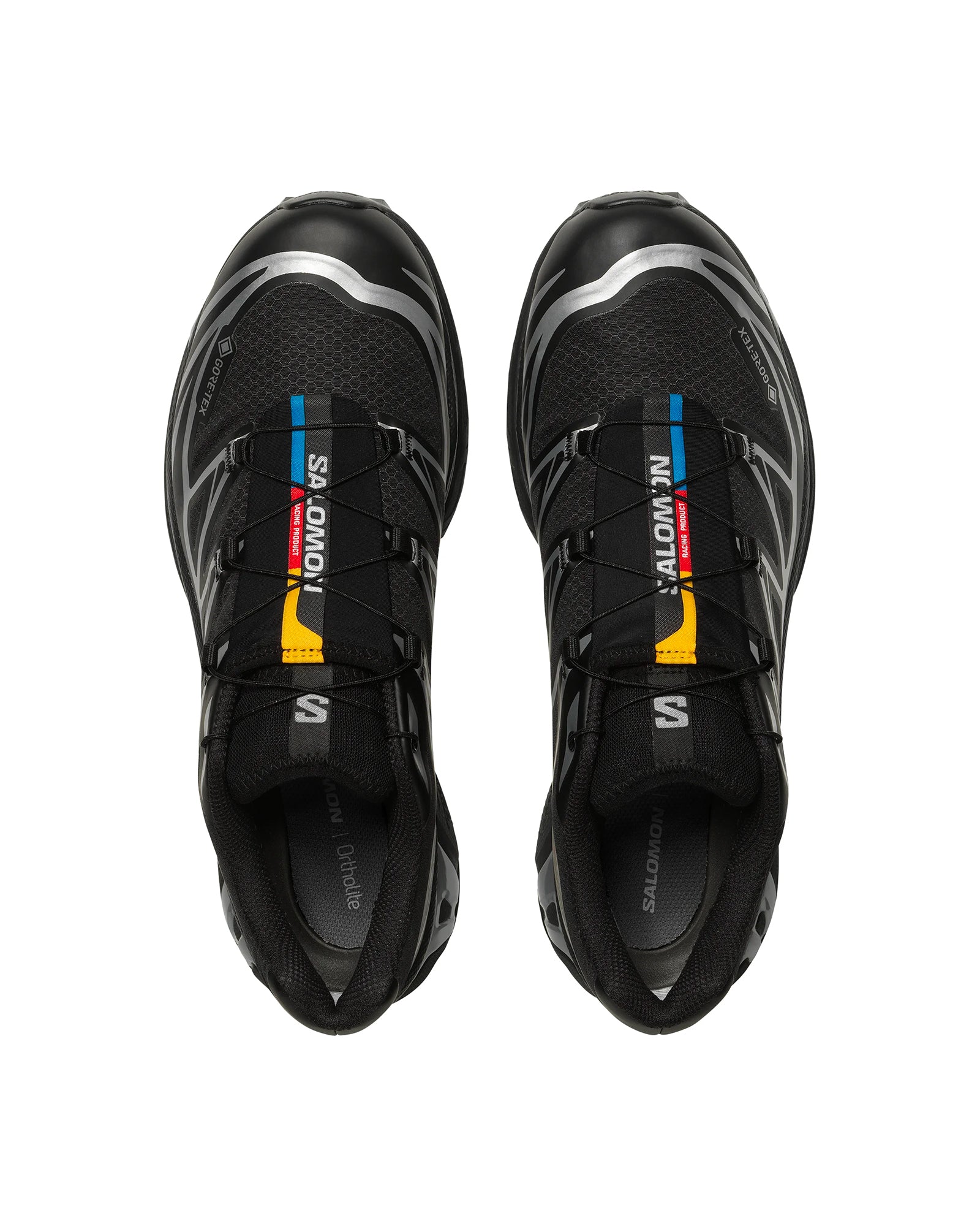 Sneakers Salomon XT6 GTX Gore-Tex noir et argenté vue du dessus