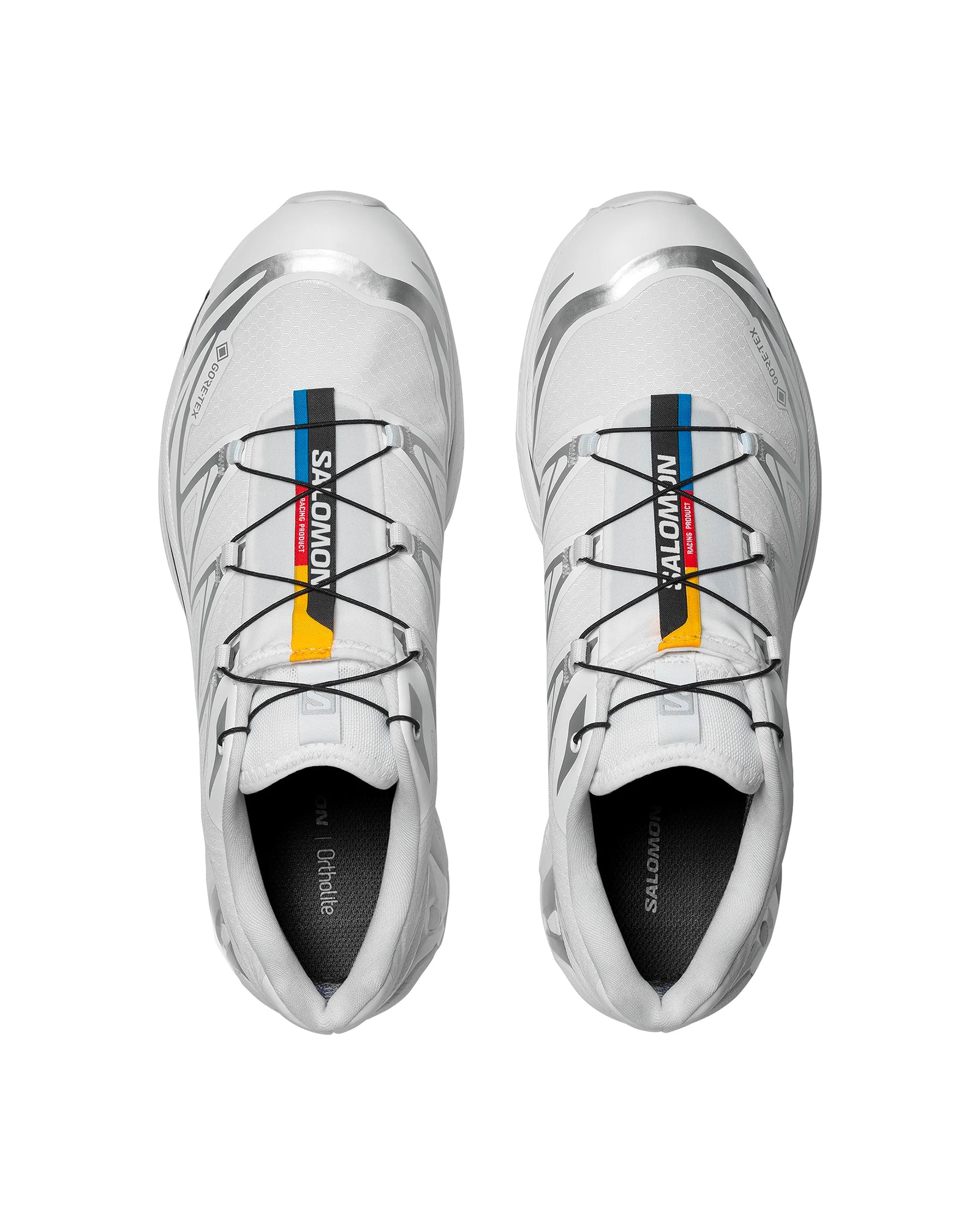 Sneakers Salomon XT6 GTX Gore-Tex blanc et gris argenté vue du dessus