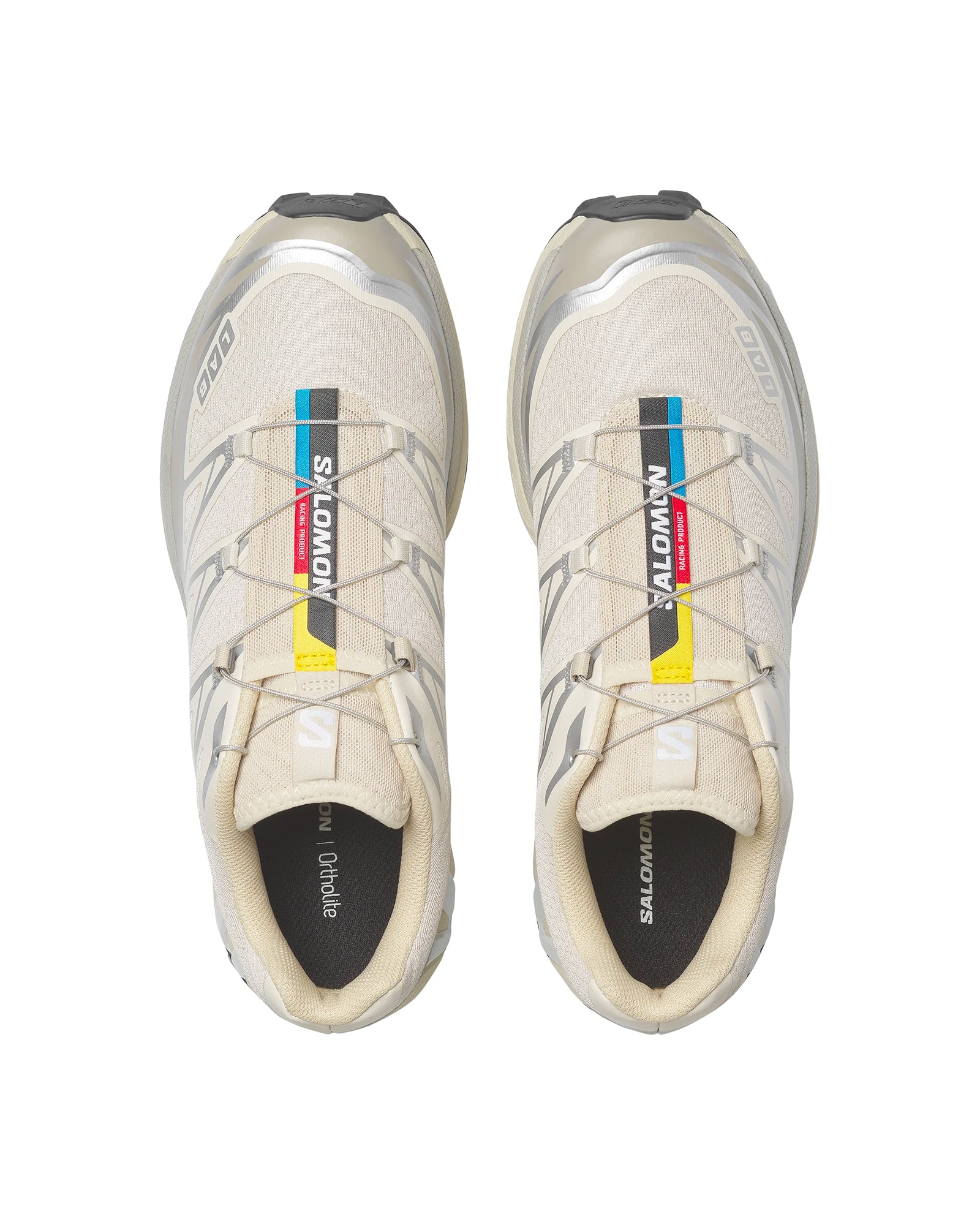 Sneakers Salomon XT6 Rainy Day Paloma blanc crème et gris vue de dessus paire