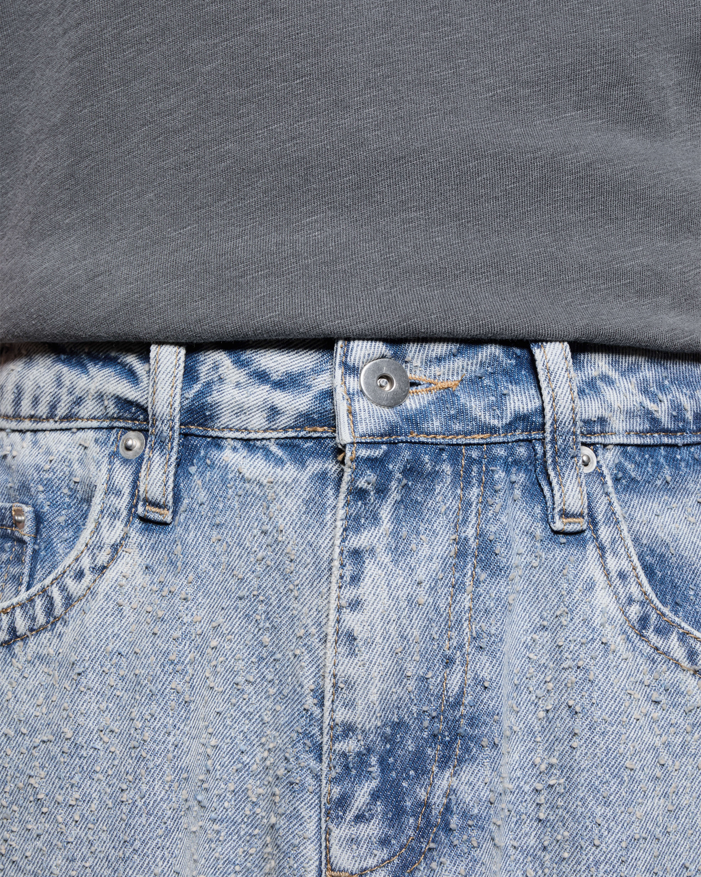TWISTED WEAVE WIDE LEG JEANS BLEACH WASH