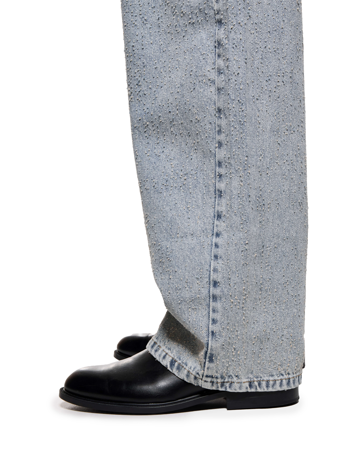 TWISTED WEAVE WIDE LEG JEANS BLEACH WASH