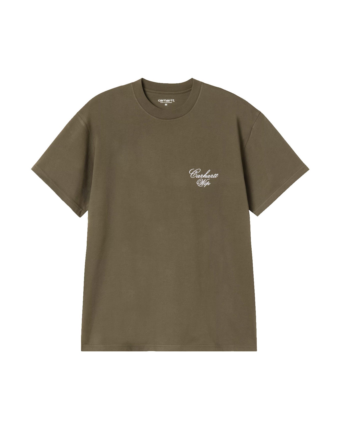 T-shirt Carhartt WIP Gracious vert kaki logo script brodé face