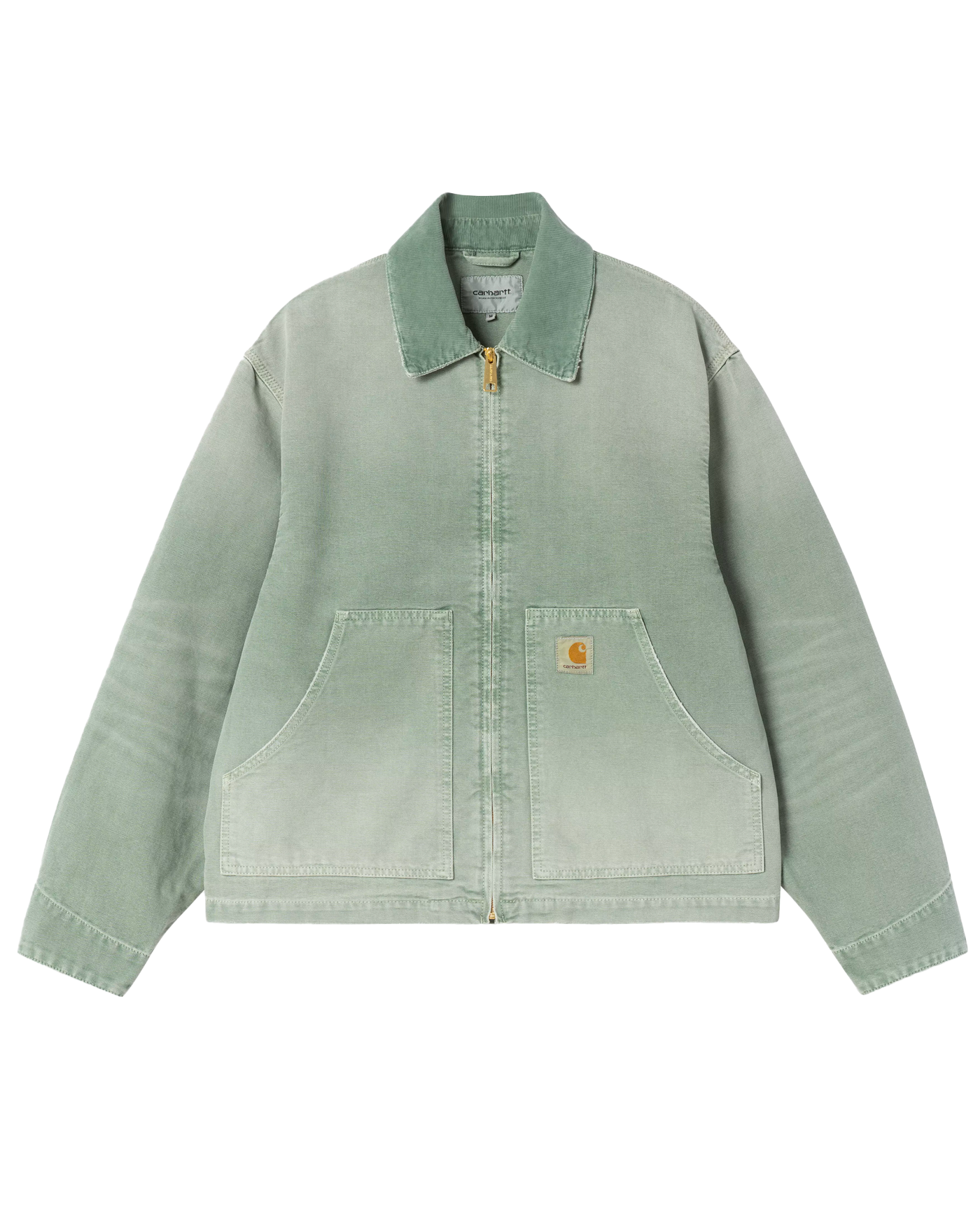 Veste Carhartt WIP Jacket Arcan verte sauge délavée fond blanc face