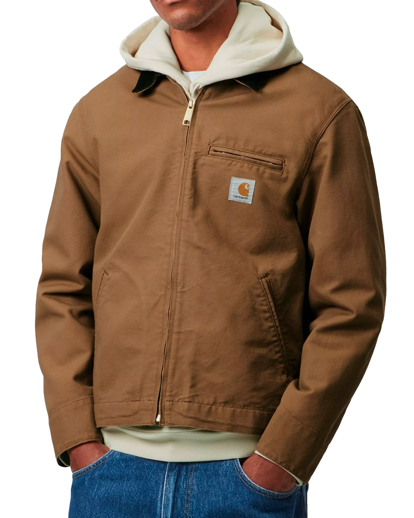 Veste Carhartt WIP Detroit Hamilton Brown caramel tobacco portée face