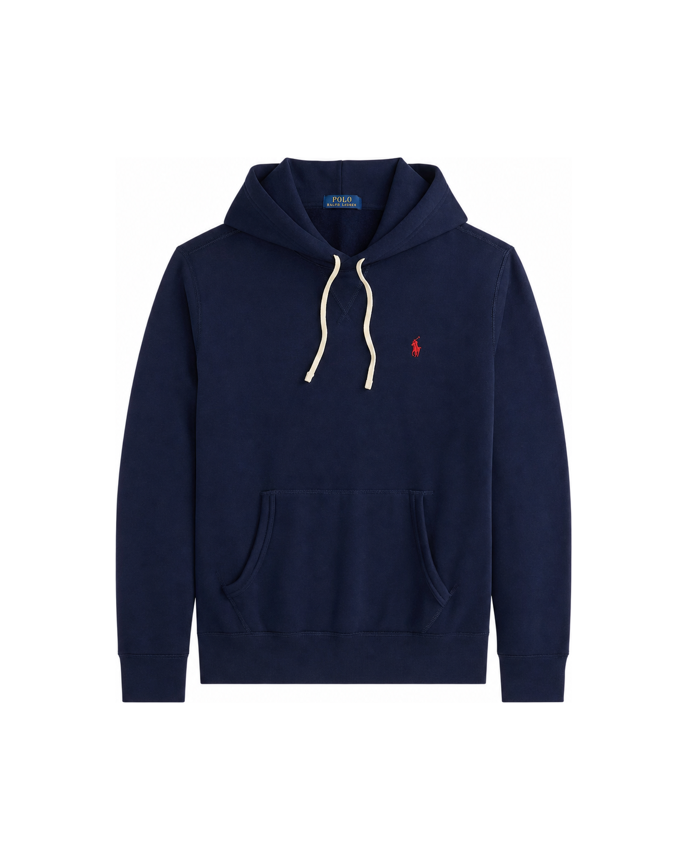 Sweat à capuche Ralph Lauren Cruise Navy bleu marine fond blanc