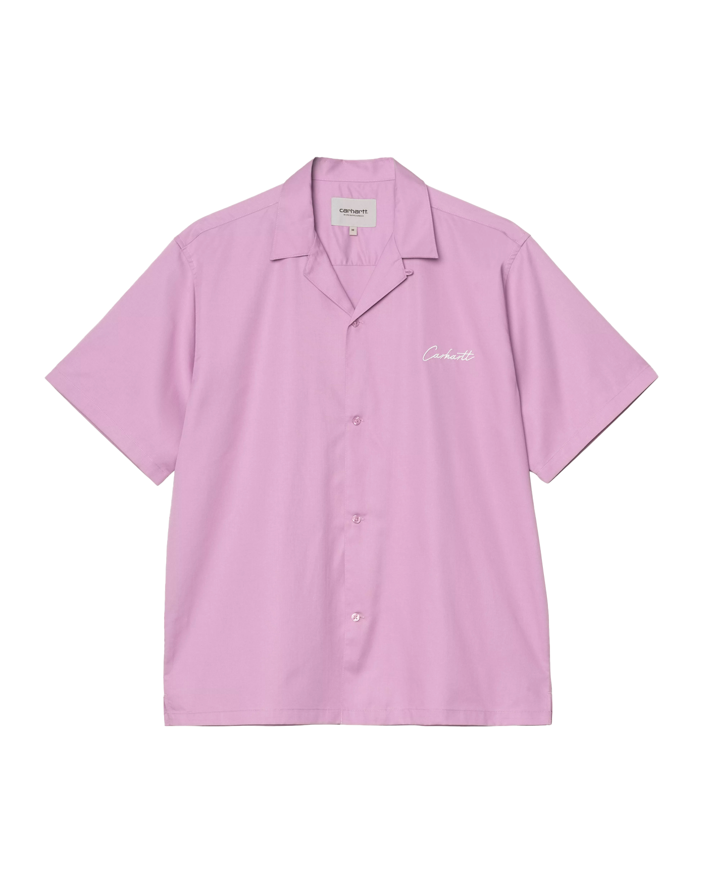 Chemise manches courtes Carhartt WIP Delray violette logo brodé face
