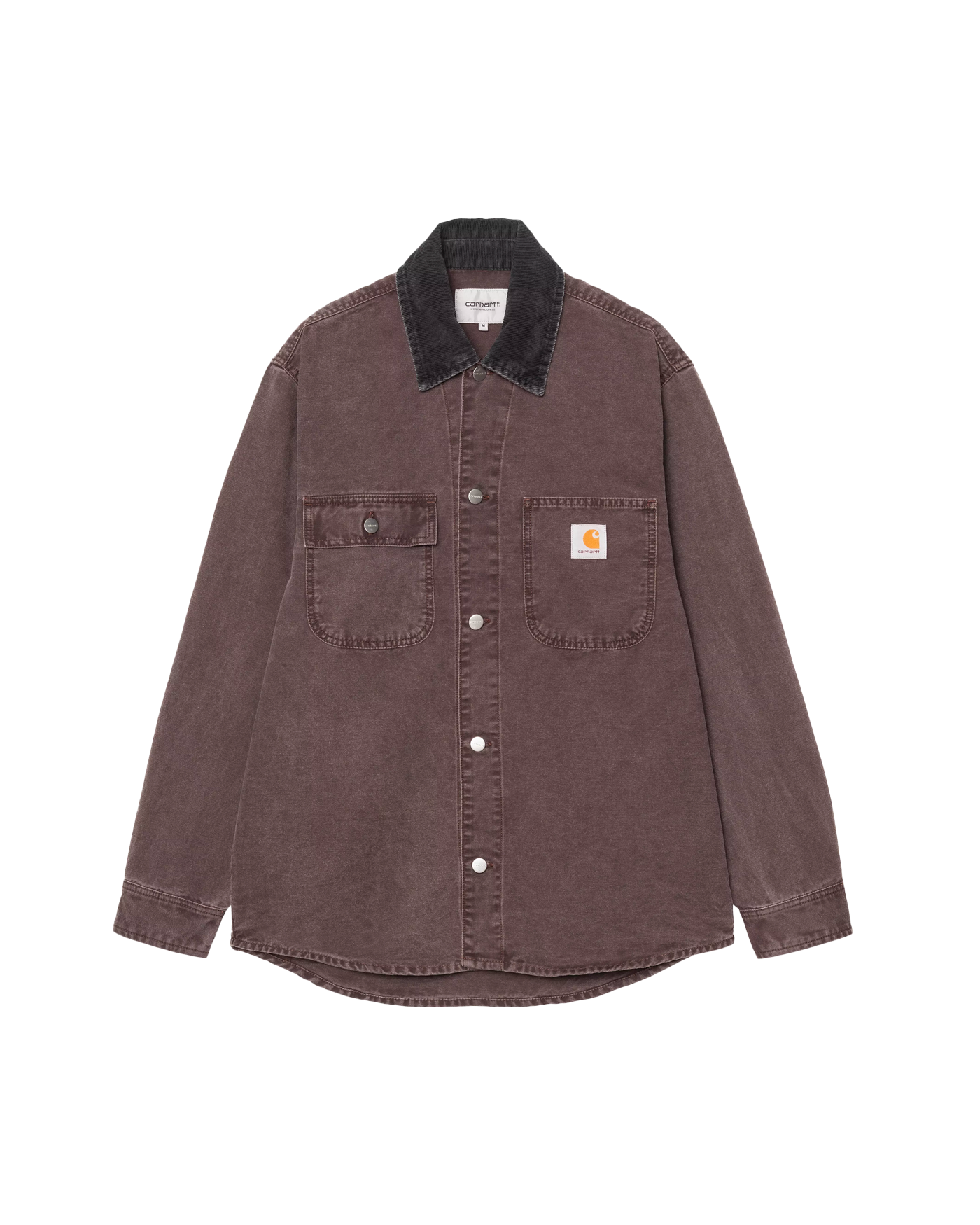 Chemise Carhartt WIP Mitch canvas marron col velours noir face