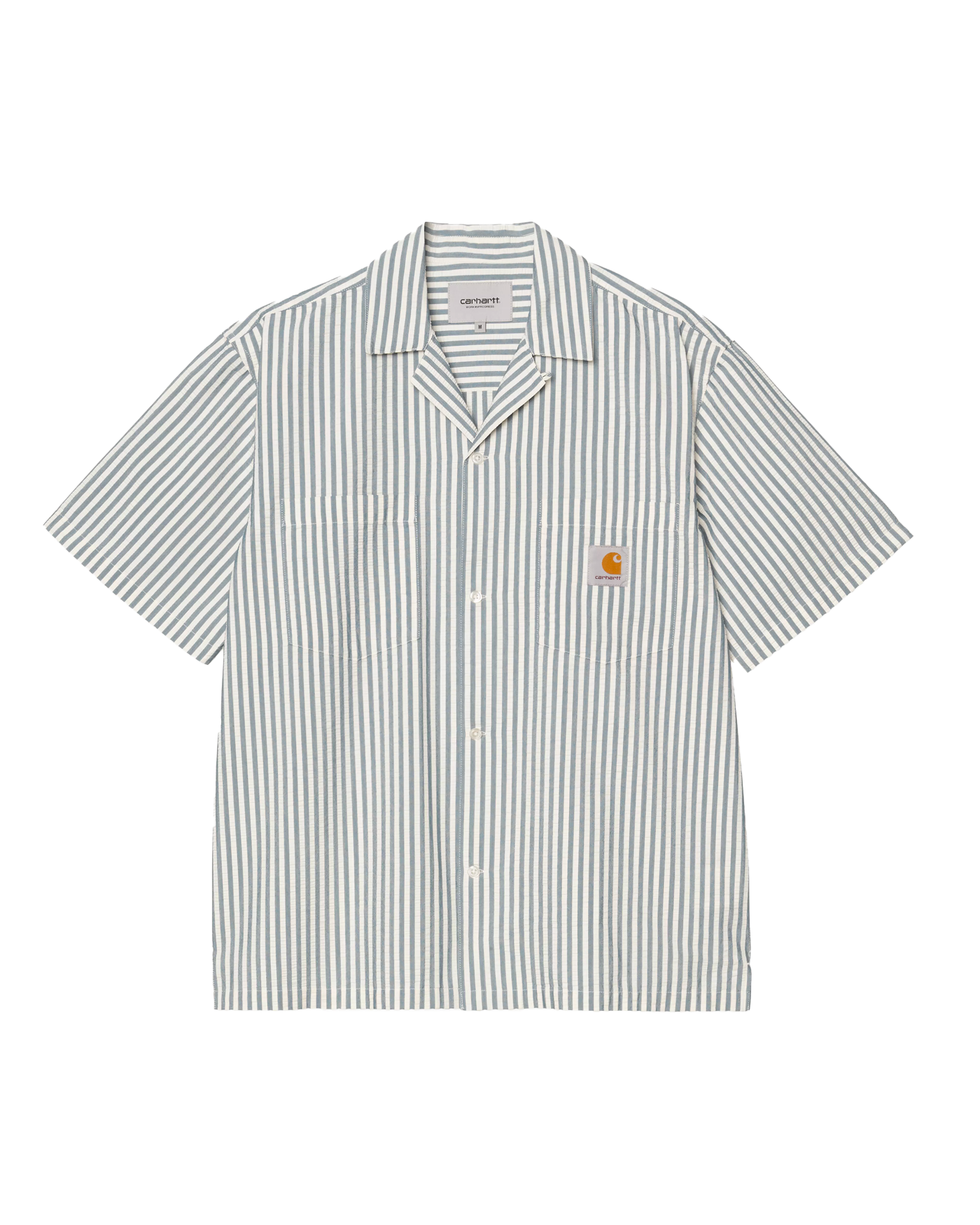 Chemise manches courtes Carhartt WIP rayée bleu et blanc Leavel face