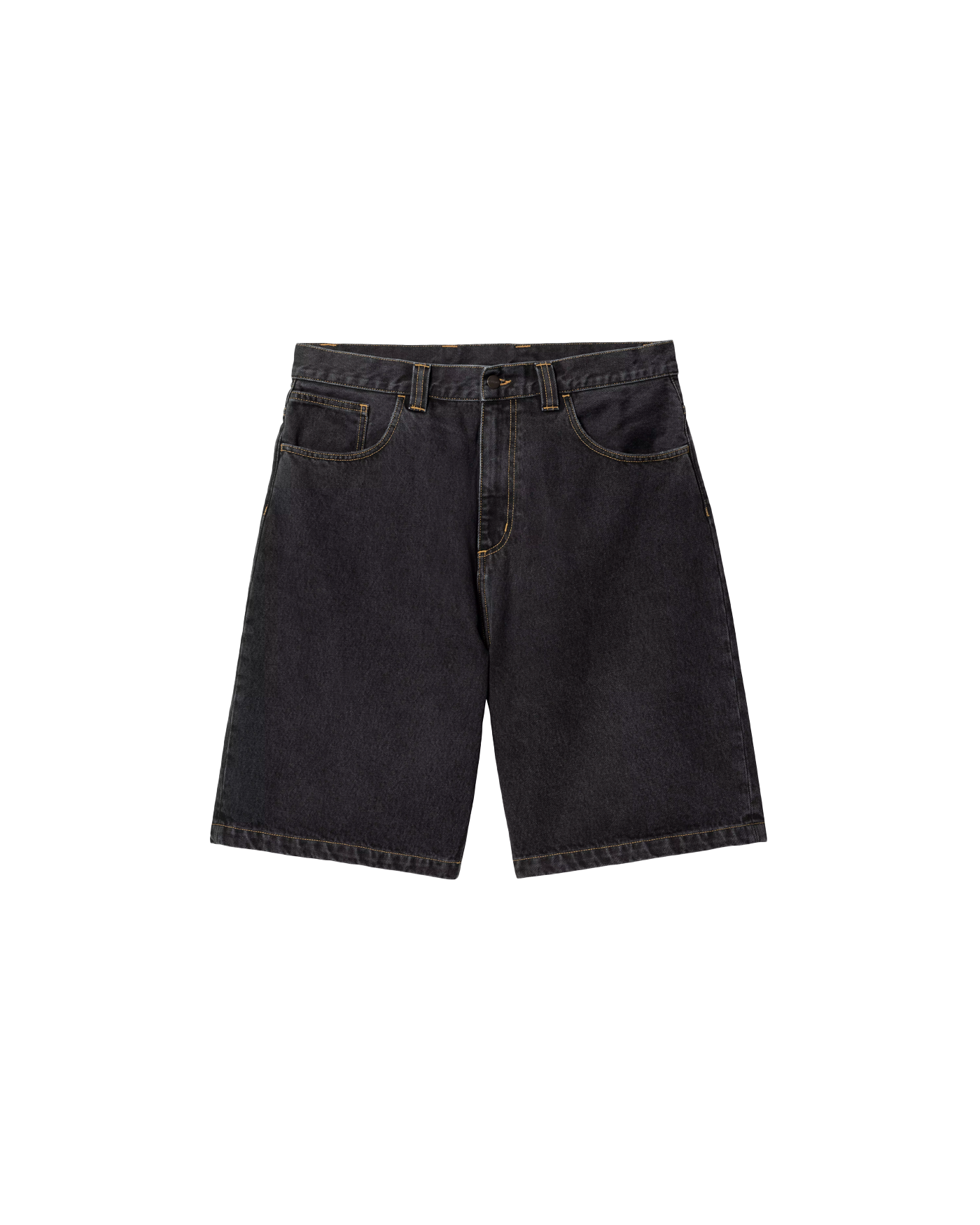 Short Carhartt WIP denim noir stone face cinq poches coutures contrastantes