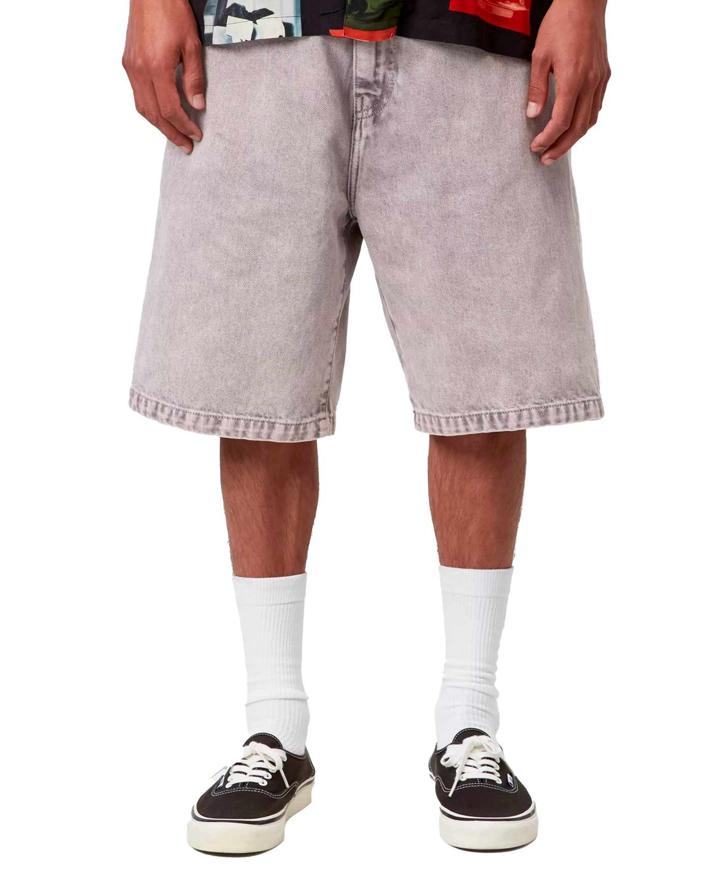 Short denim Carhartt WIP Landon Shale gris violet délavé face