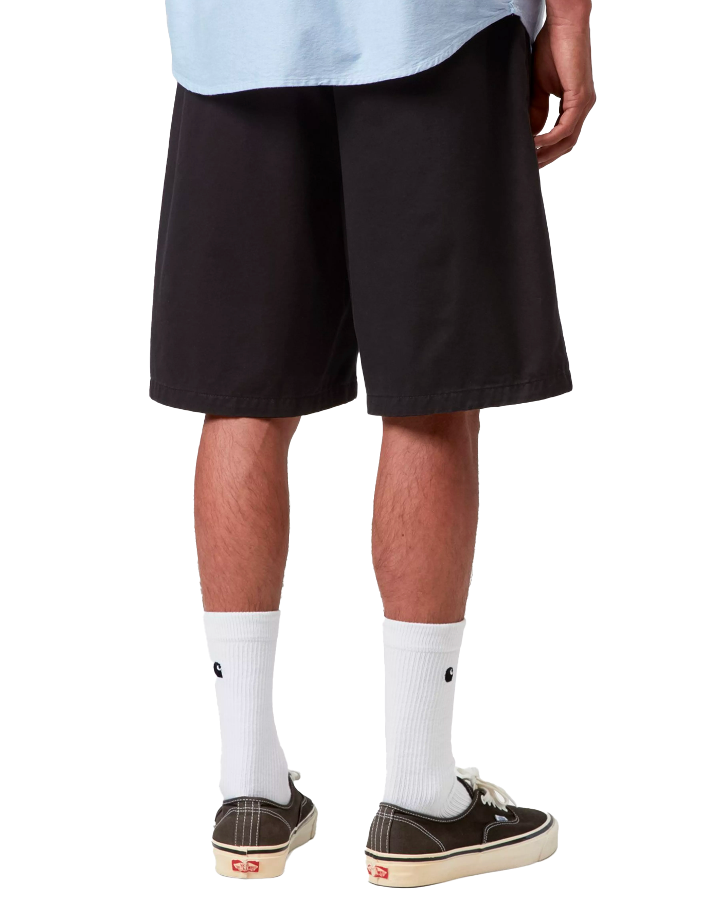 Short Carhartt WIP Marv noir porté vue dos coupe ample décontractée