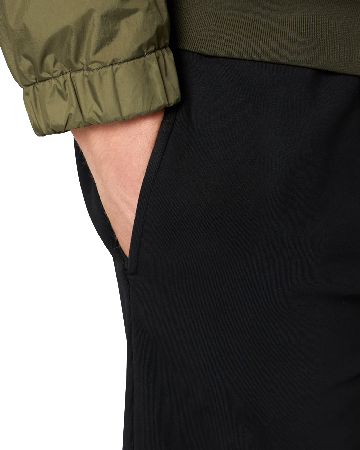 Short Stone Island noir poche latérale homme, vue profil gauche
