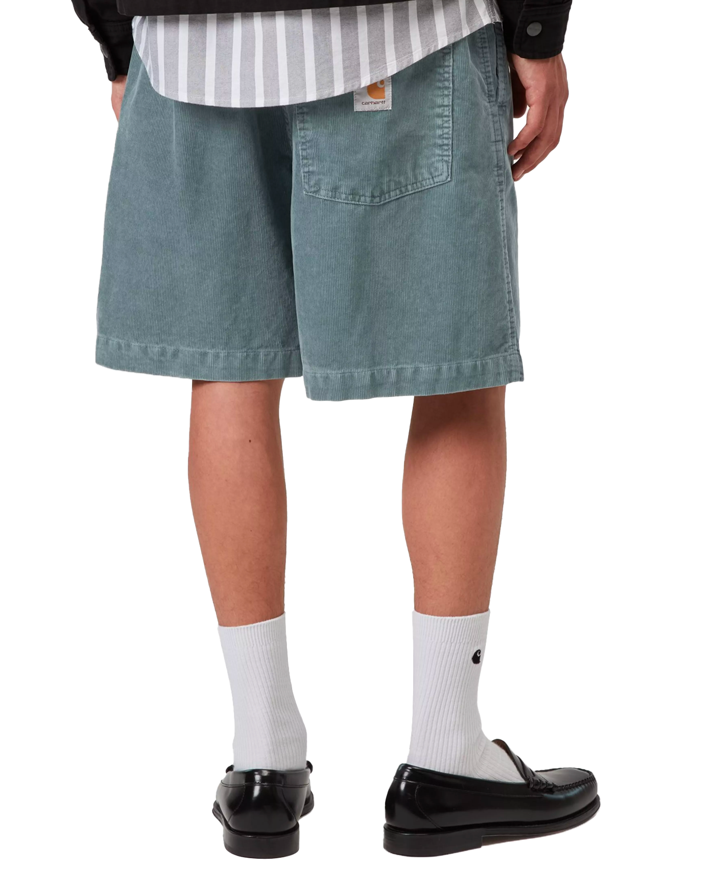 Short homme Reynold Carhartt WIP bleu grisé délavé porté de dos