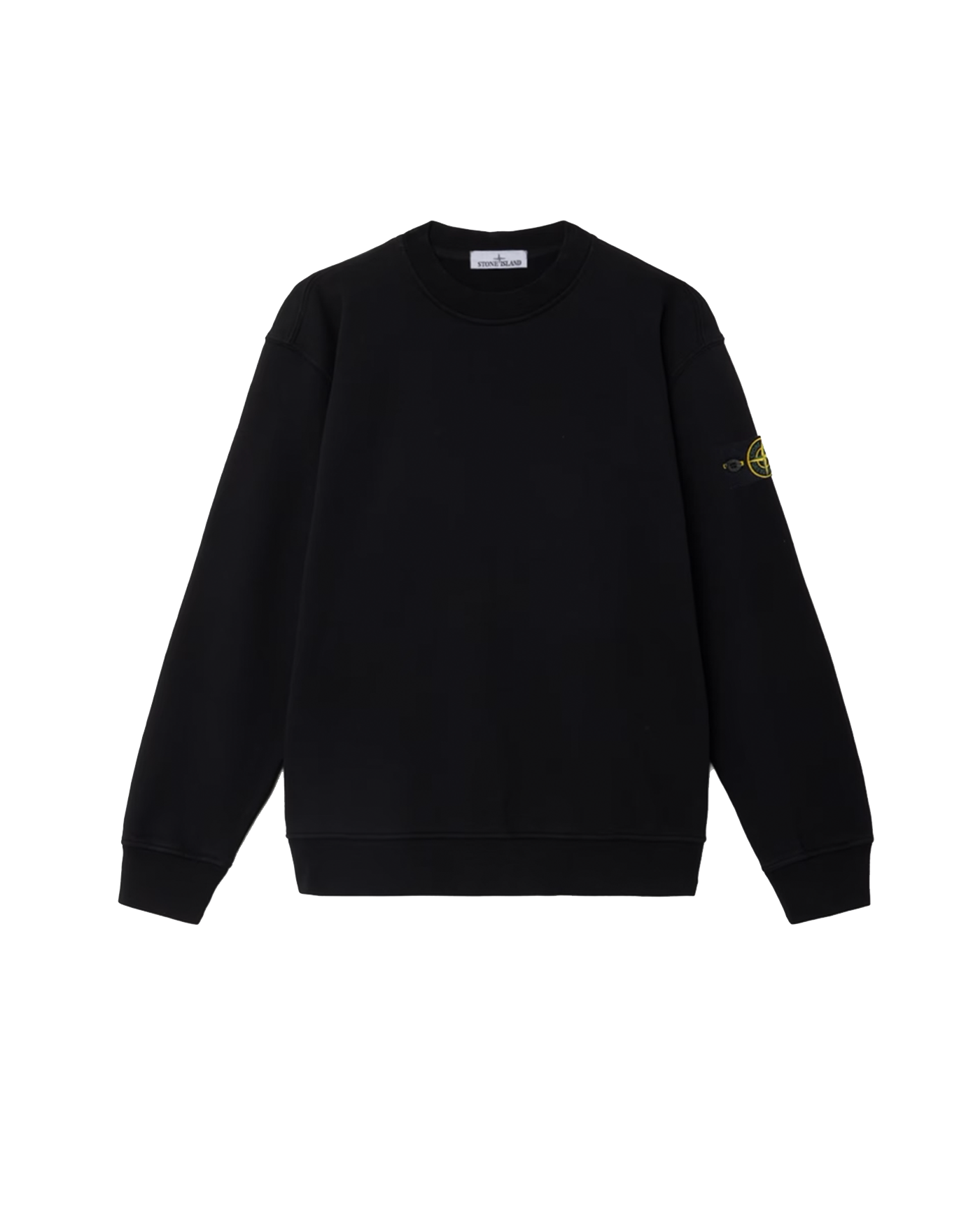 Sweat col rond Stone Island noir avec badge boussole vue face