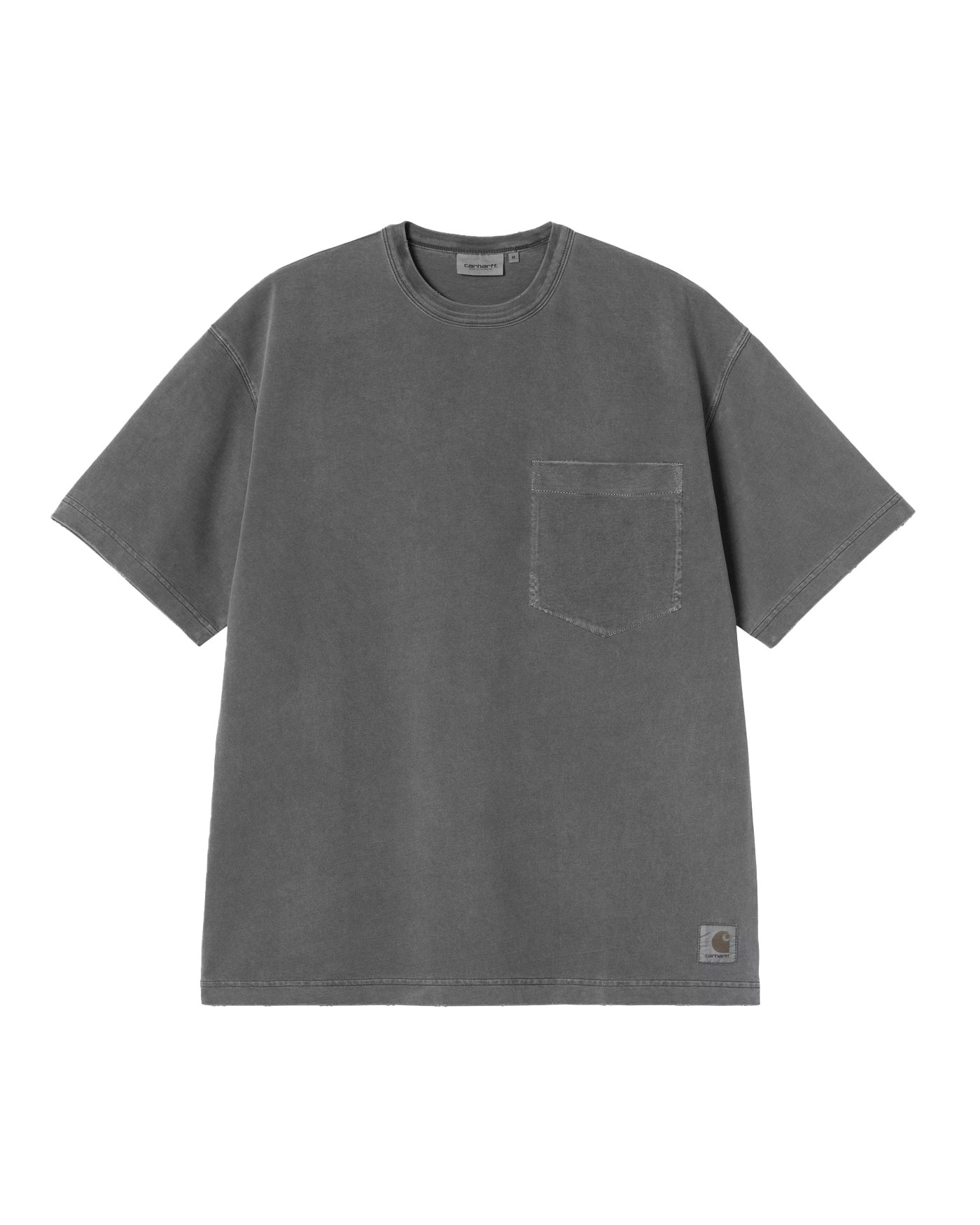 T-shirt Carhartt WIP gris anthracite lavé poche poitrine face