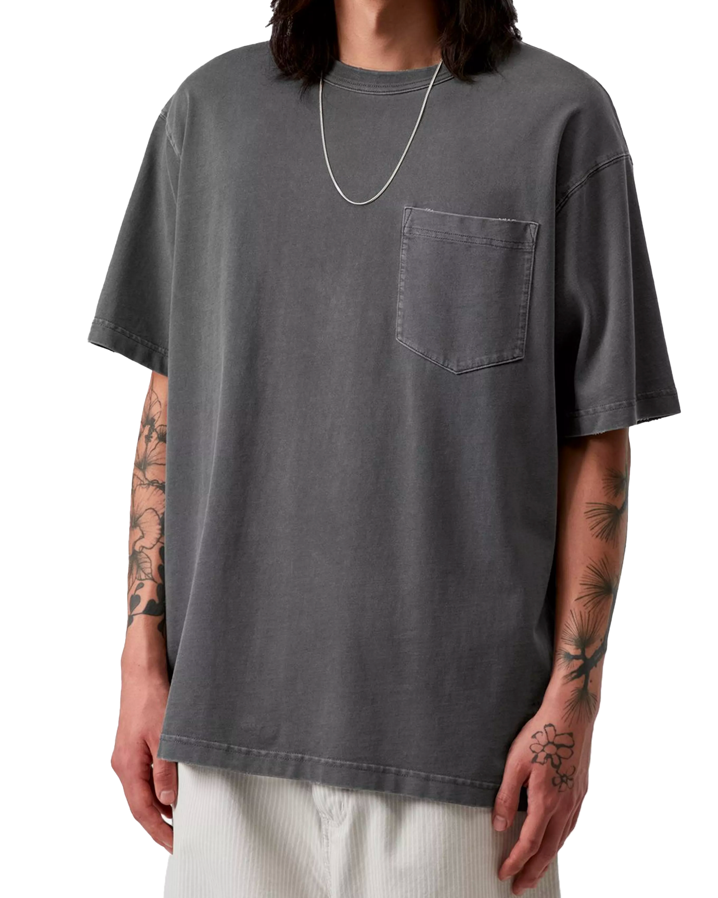 T-shirt Carhartt WIP Torion Pocket gris anthracite avec poche face