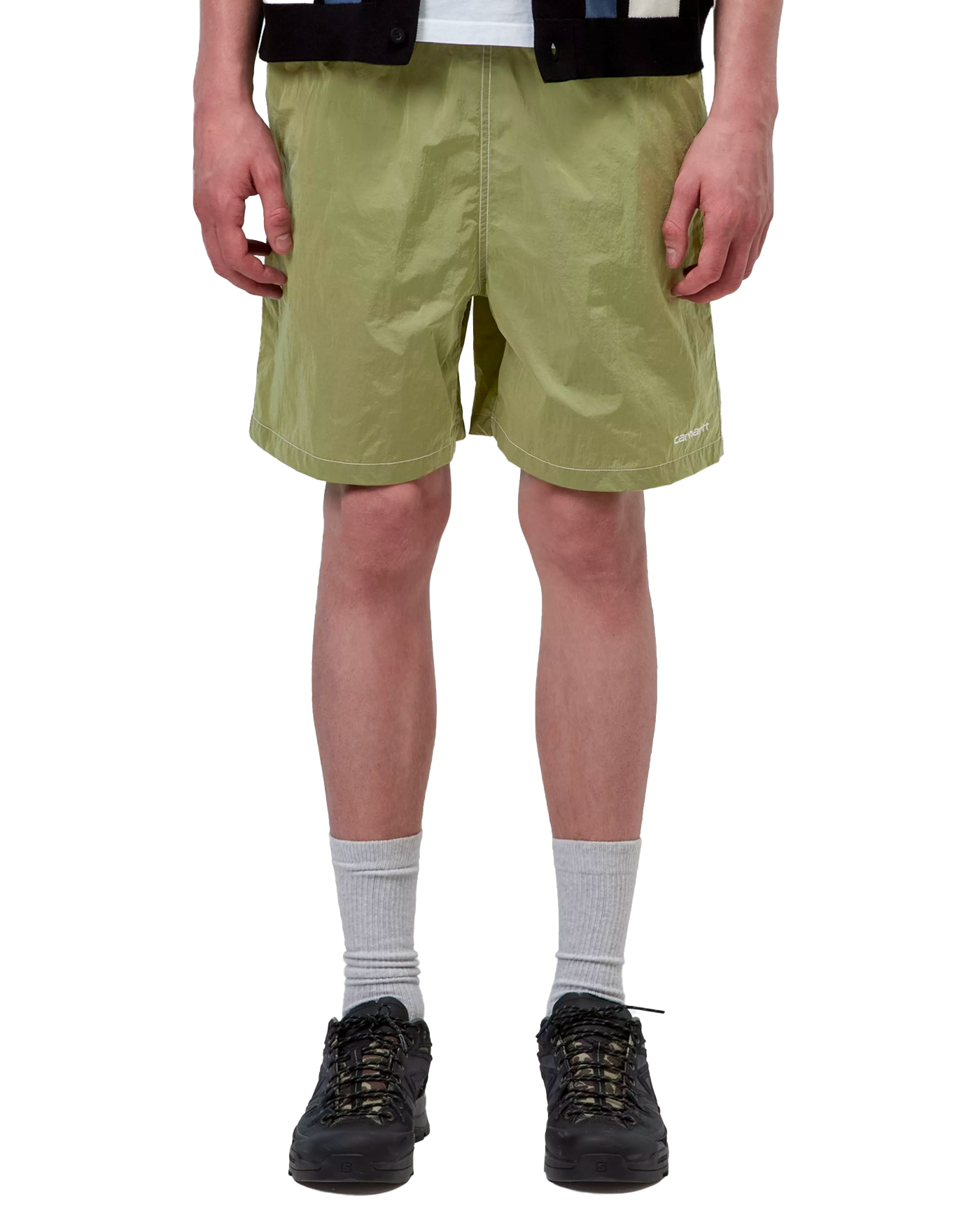 Short de bain homme Carhartt WIP vert Canby Swim porté vue face
