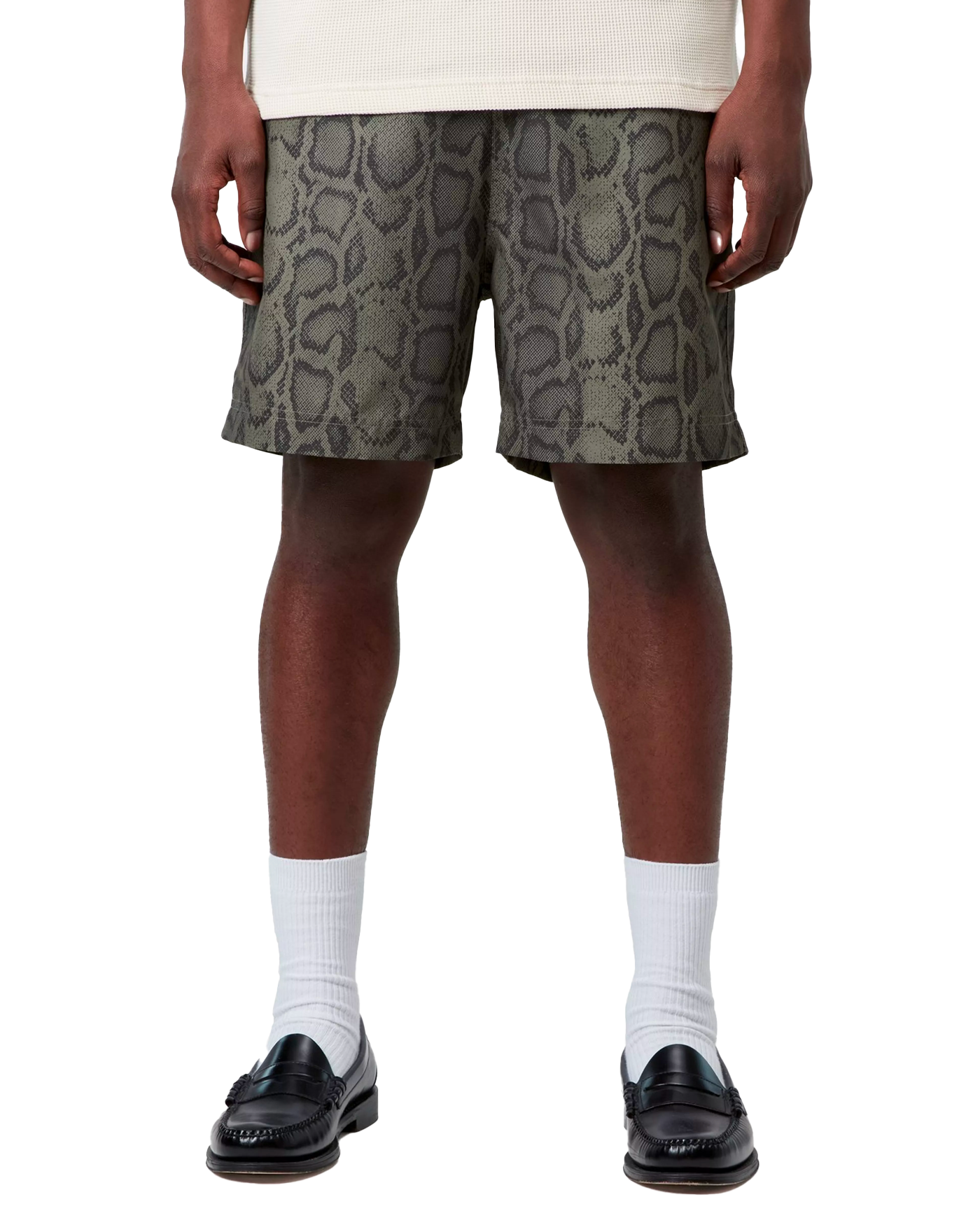 Short de bain homme Carhartt WIP snake camo Slater Swim porté face