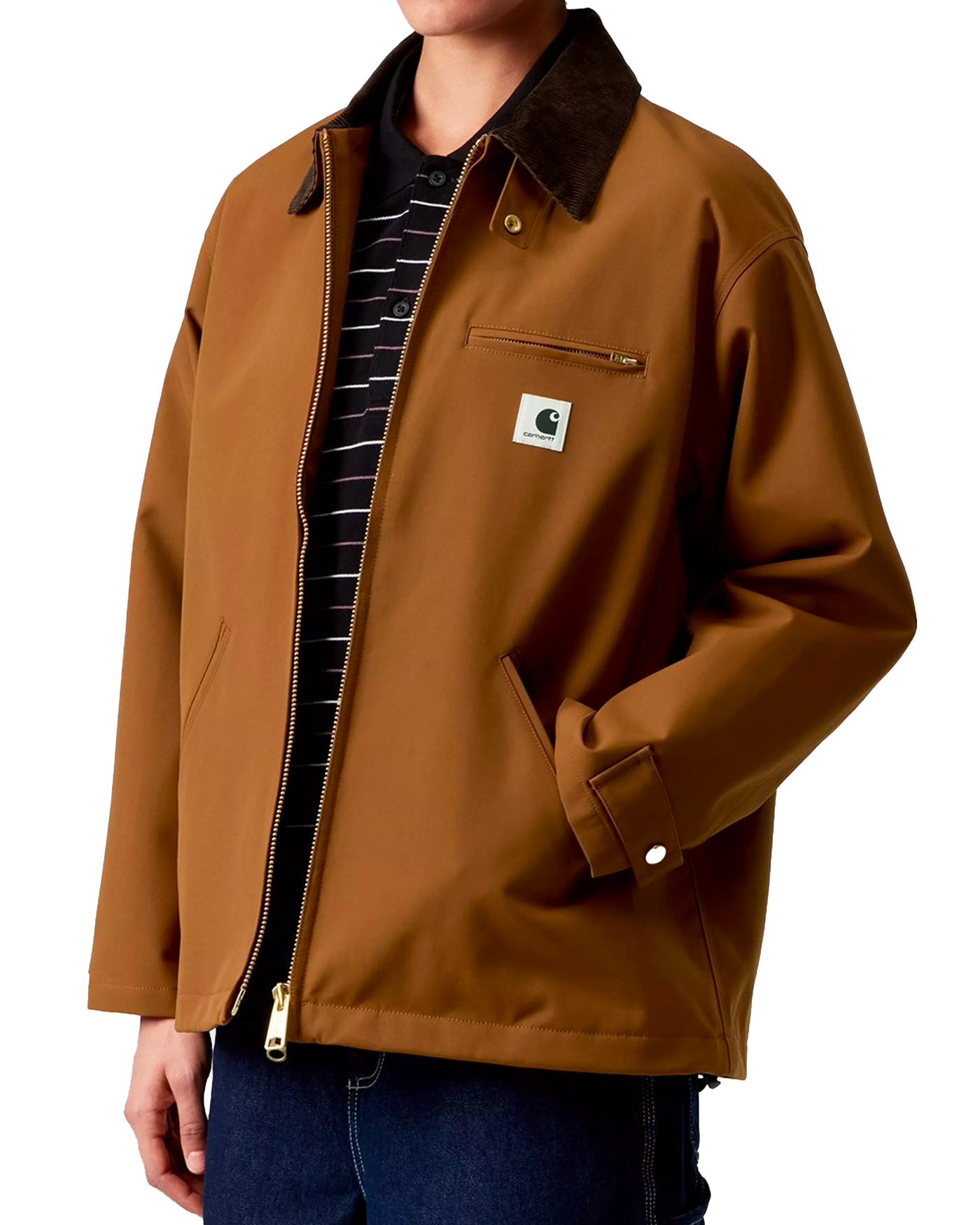 Veste Carhartt WIP W' Clark femme marron tobacco détail zip et patch face